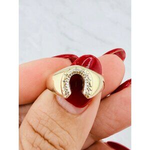 Solid 10K Yellow Gold Horseshoe Ring | Good Luck Ring | Size 7  Anillo herradura